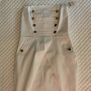 ZARA White Strapless Mini Dress with Gold Buttons